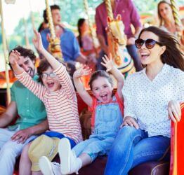 People on an amusement park ride
